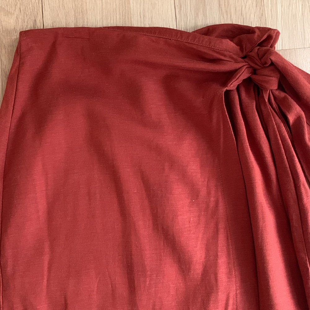 Jason Wu Rust Red Midi Tie-Waist Skirt - Picture 3 of 11